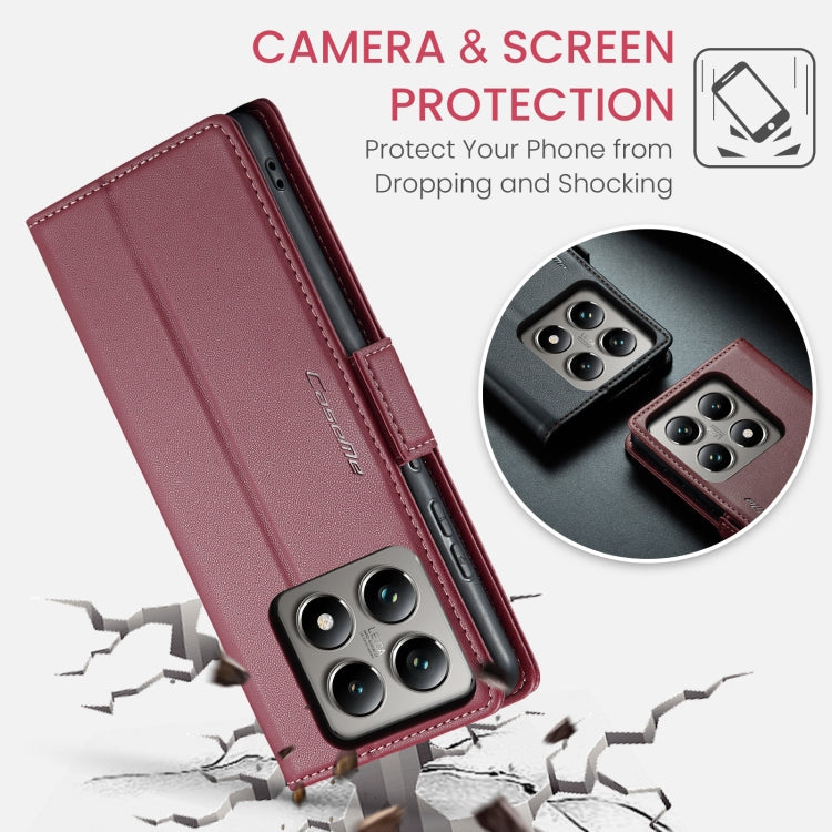 For Xiaomi 14T CaseMe 023 Butterfly Buckle Litchi Texture RFID Anti-theft Leather Phone Case(Red)