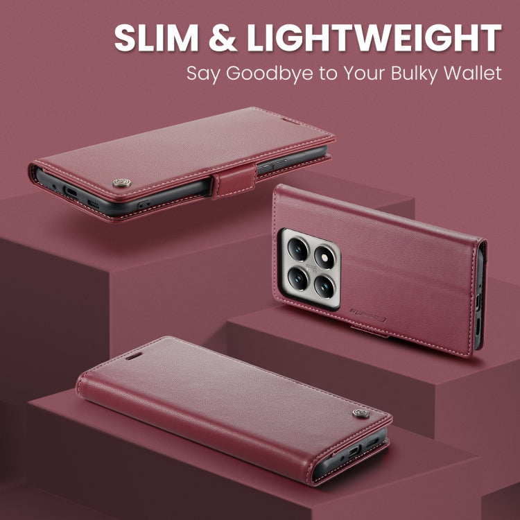 For Xiaomi 14T CaseMe 023 Butterfly Buckle Litchi Texture RFID Anti-theft Leather Phone Case(Red)