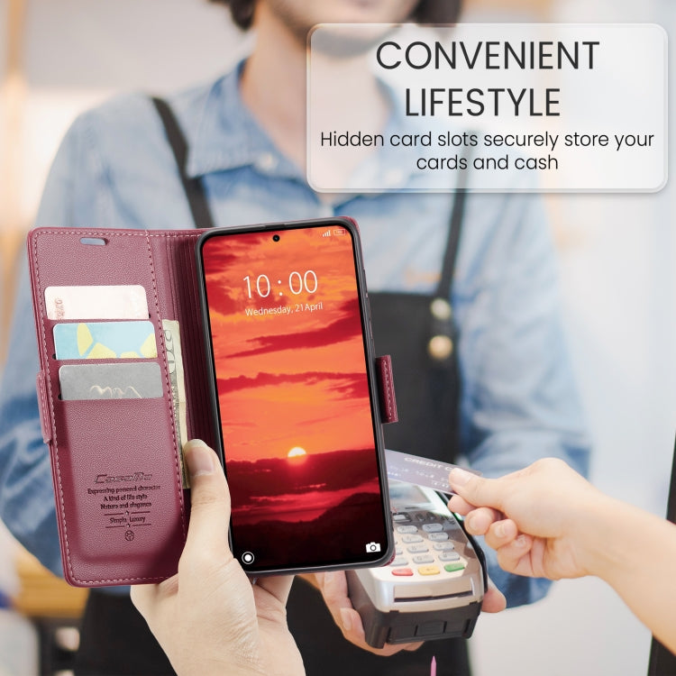 For Xiaomi 14T CaseMe 023 Butterfly Buckle Litchi Texture RFID Anti-theft Leather Phone Case(Red)