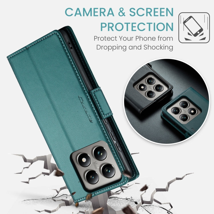 For Xiaomi 14T CaseMe 023 Butterfly Buckle Litchi Texture RFID Anti-theft Leather Phone Case(Green)