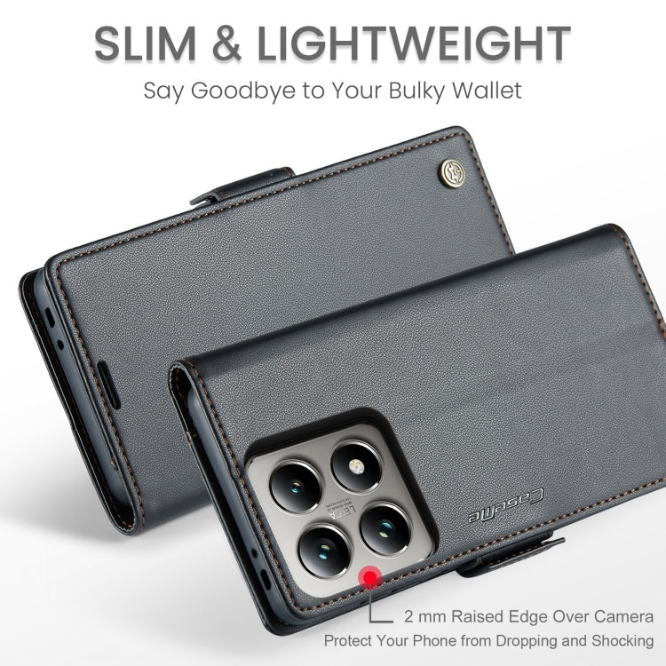 For Xiaomi 14T CaseMe 023 Butterfly Buckle Litchi Texture RFID Anti-theft Leather Phone Case(Black)