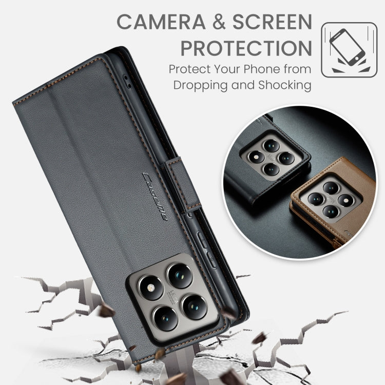 For Xiaomi 14T CaseMe 023 Butterfly Buckle Litchi Texture RFID Anti-theft Leather Phone Case(Black)
