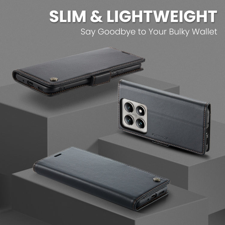 For Xiaomi 14T CaseMe 023 Butterfly Buckle Litchi Texture RFID Anti-theft Leather Phone Case(Black)