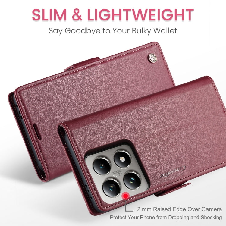 For Xiaomi 14T Pro CaseMe 023 Butterfly Buckle Litchi Texture RFID Anti-theft Leather Phone Case(Red)