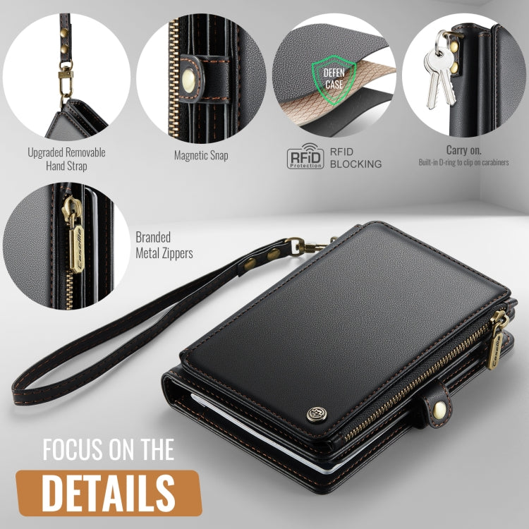 CaseMe-Me60 Multi-functional Anti-theft Swipe Passport Wallet(Black)