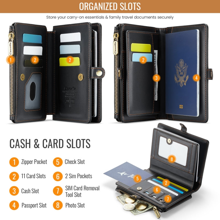 CaseMe-Me60 Multi-functional Anti-theft Swipe Passport Wallet(Black)