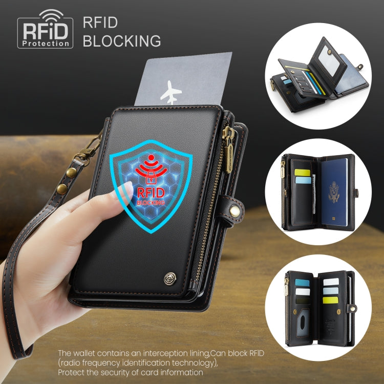 CaseMe-Me60 Multi-functional Anti-theft Swipe Passport Wallet(Black)