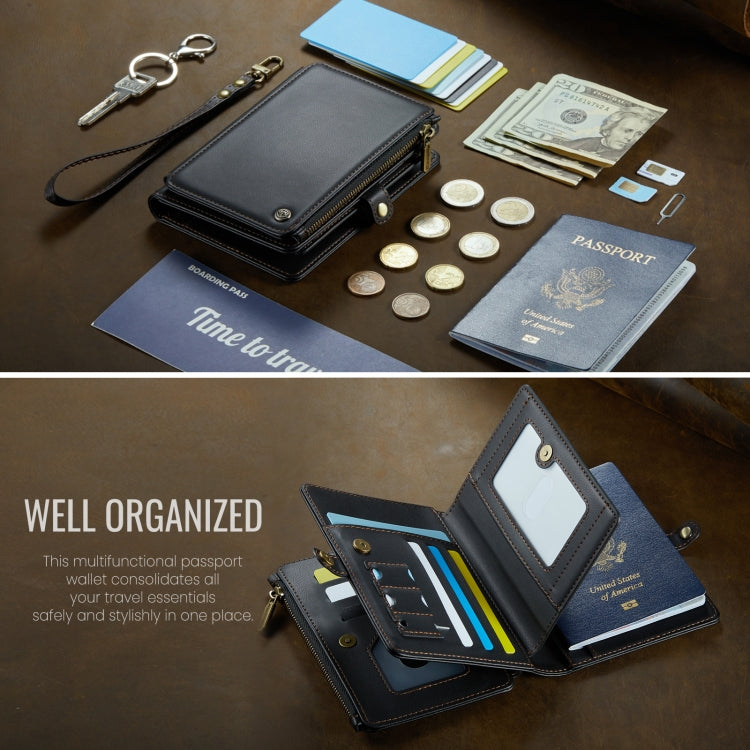 CaseMe-Me60 Multi-functional Anti-theft Swipe Passport Wallet(Black)