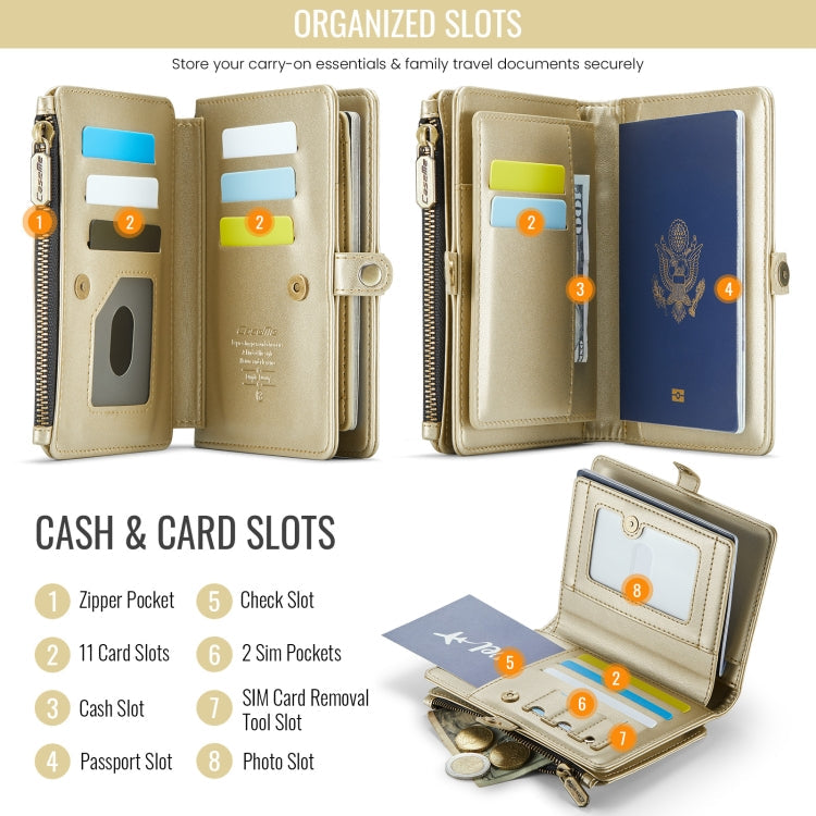 CaseMe-Me60 Multi-functional Anti-theft Swipe Passport Wallet(Gold)