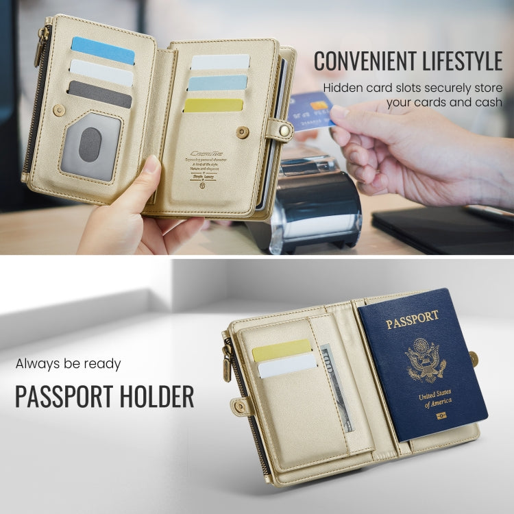 CaseMe-Me60 Multi-functional Anti-theft Swipe Passport Wallet(Gold)