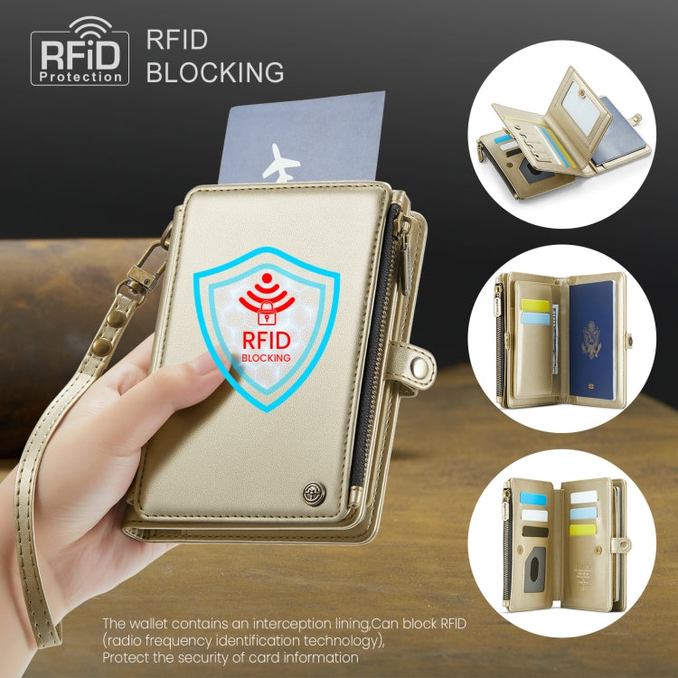 CaseMe-Me60 Multi-functional Anti-theft Swipe Passport Wallet(Gold)