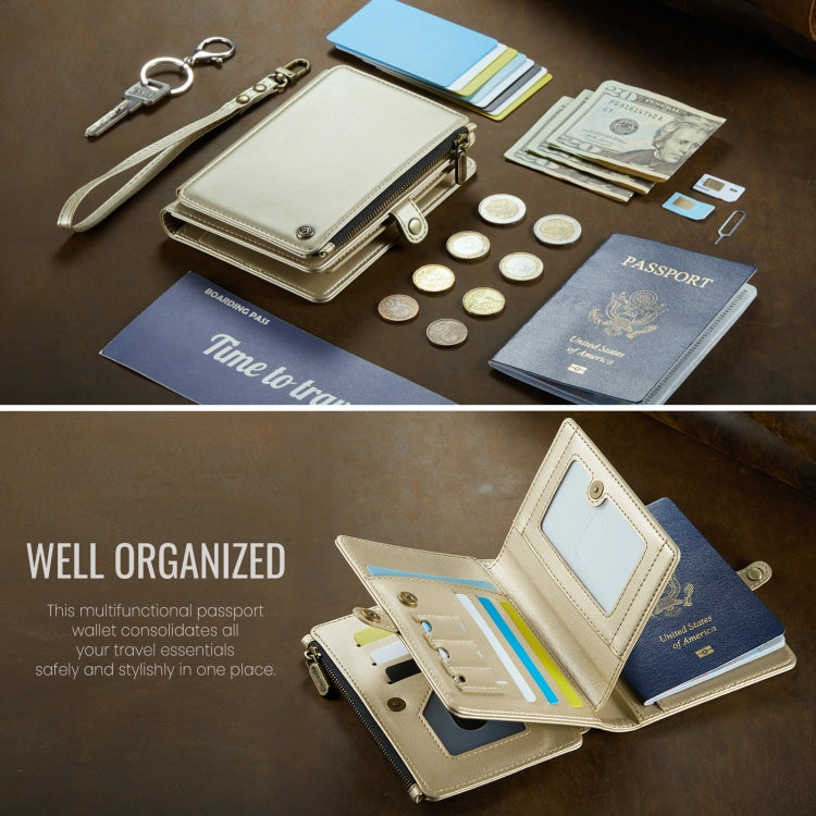 CaseMe-Me60 Multi-functional Anti-theft Swipe Passport Wallet(Gold)