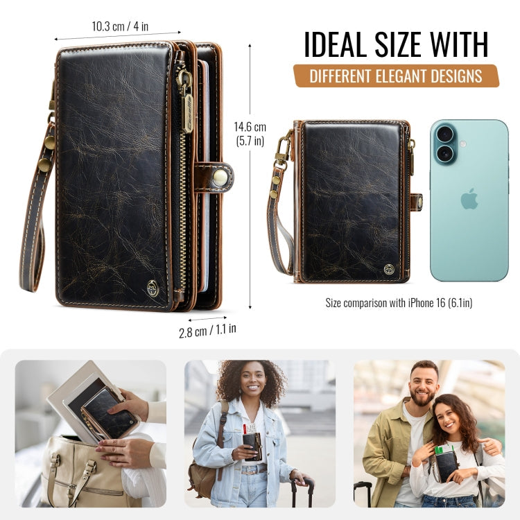 CaseMe-Me60 Multi-functional Anti-theft Swipe Passport Wallet(Brown)