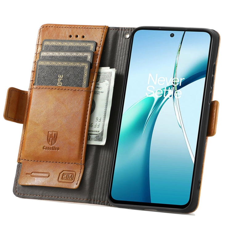 For TCL 50 5G CaseNeo Splicing Dual Magnetic Buckle Leather Phone Case(Khaki)