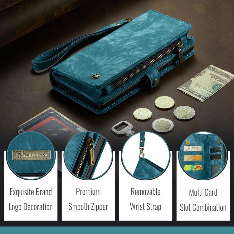 For Samsung Galaxy S25 Ultra 5G CaseMe 008 Detachable Multifunctional Leather Phone Case(Blue)