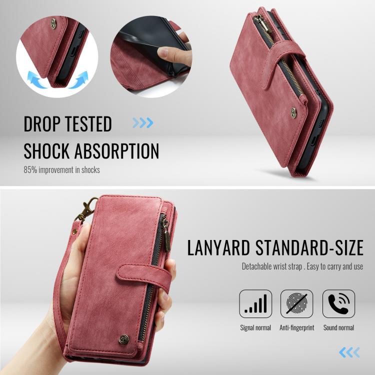 For Samsung Galaxy S25+ 5G CaseMe C30 Card Slots Zipper Wallet Leather Phone Case(Red)