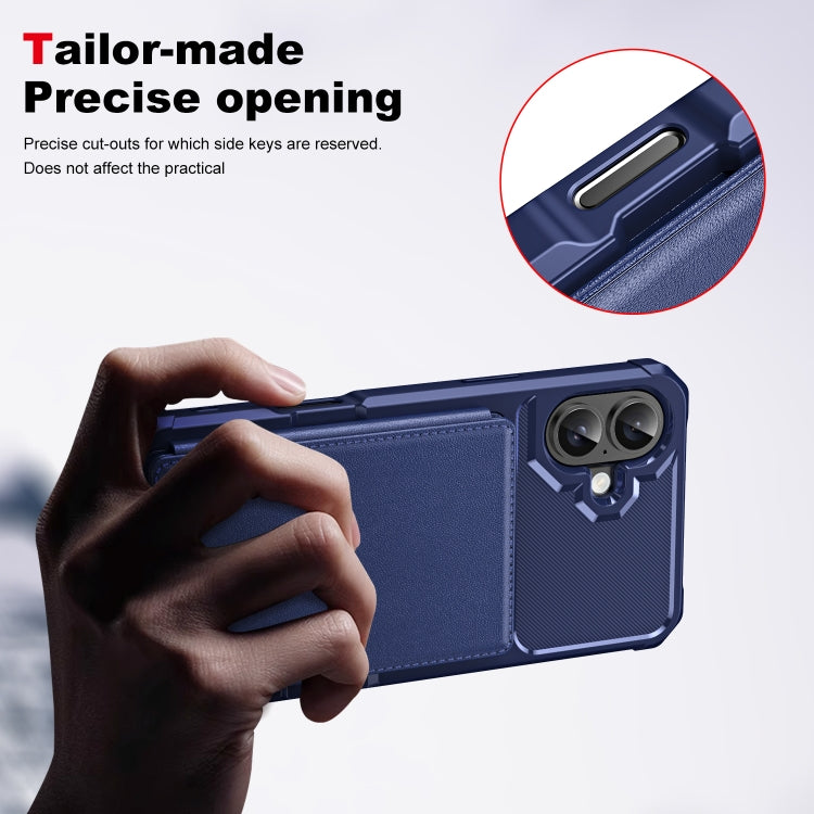 For iPhone 16 Plus ENKAY Hat-Prince Card Slot Wallet TPU Back Leather Phone Case with Lens Film(Black)