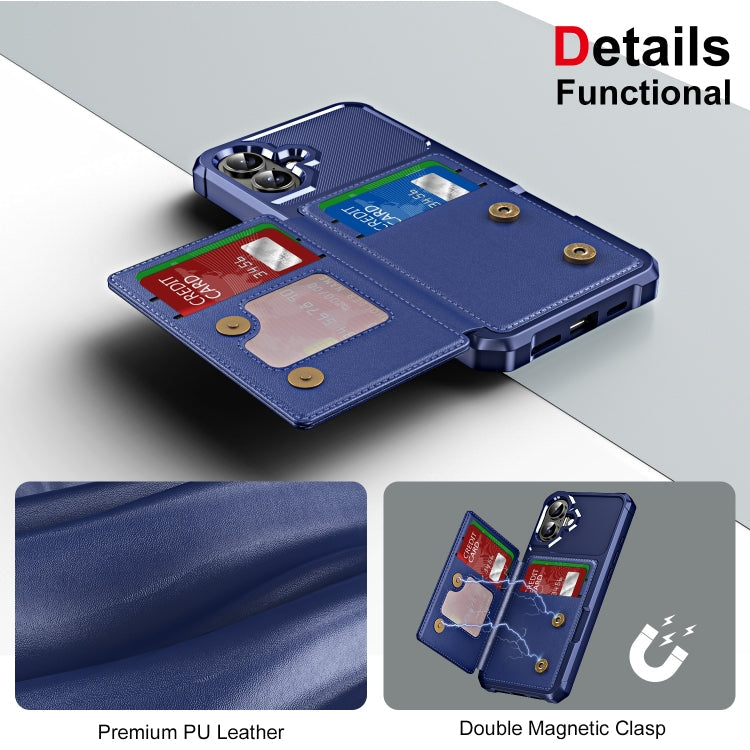 For iPhone 16 ENKAY Hat-Prince Card Slot Wallet TPU Back Leather Phone Case with Lens Film(Dark Blue)