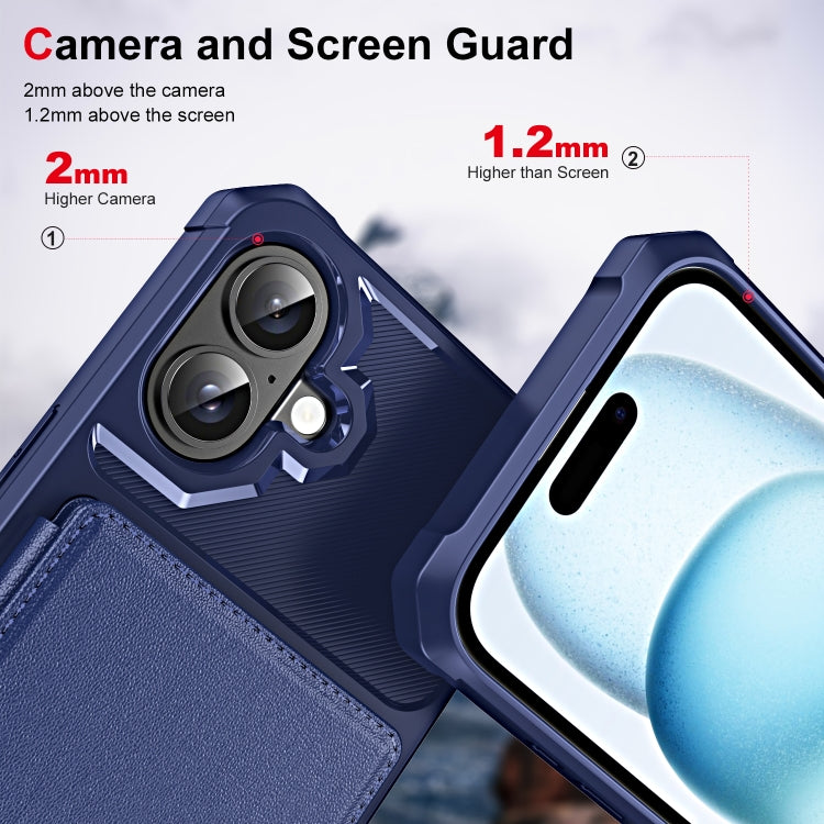 For iPhone 16 ENKAY Hat-Prince Card Slot Wallet TPU Back Leather Phone Case with Lens Film(Purple)