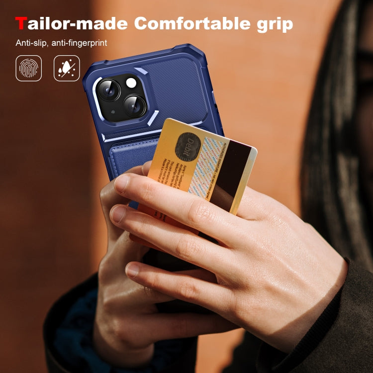 For iPhone 15 Plus ENKAY Hat-Prince Card Slot Wallet TPU Back Leather Phone Case with Lens Film(Black)