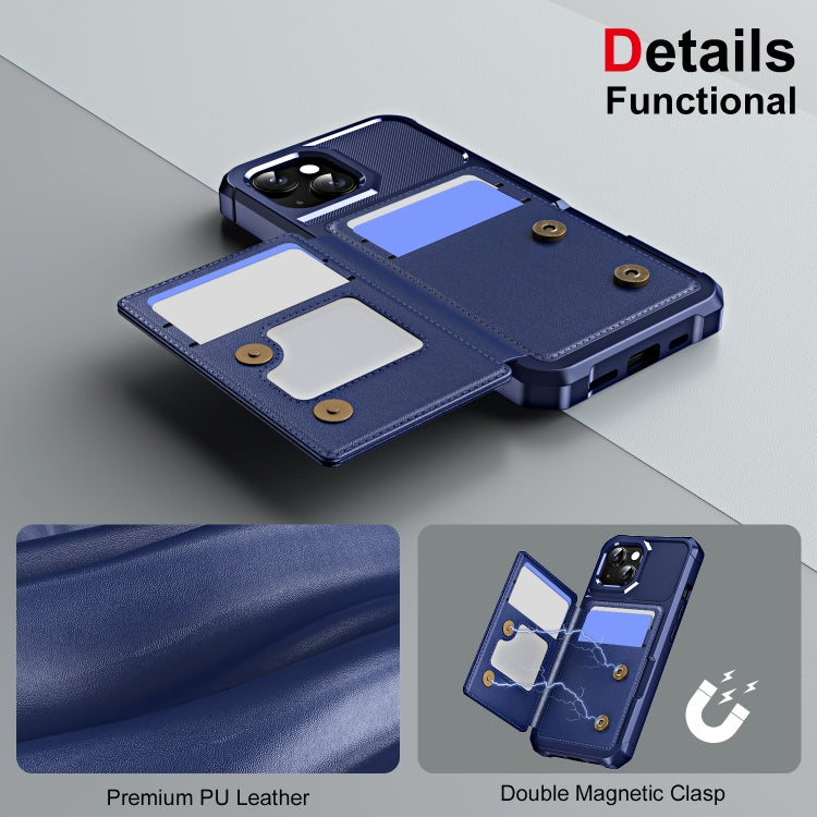 For iPhone 15 ENKAY Hat-Prince Card Slot Wallet TPU Back Leather Phone Case with Lens Film(Cyan)