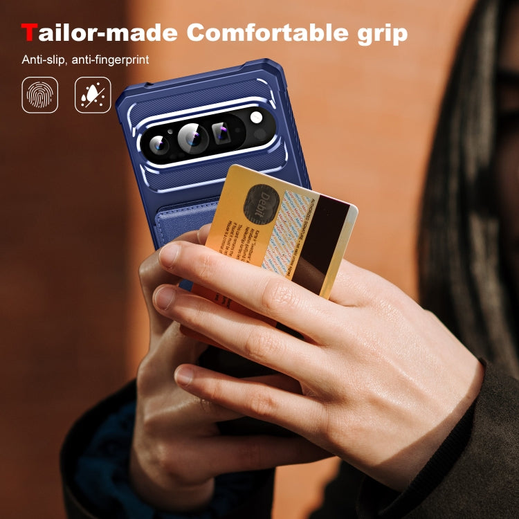 For Google Pixel 9 / 9 Pro ENKAY Hat-Prince Card Slot Wallet TPU Back Leather Phone Case with Lens Film(Dark Blue)