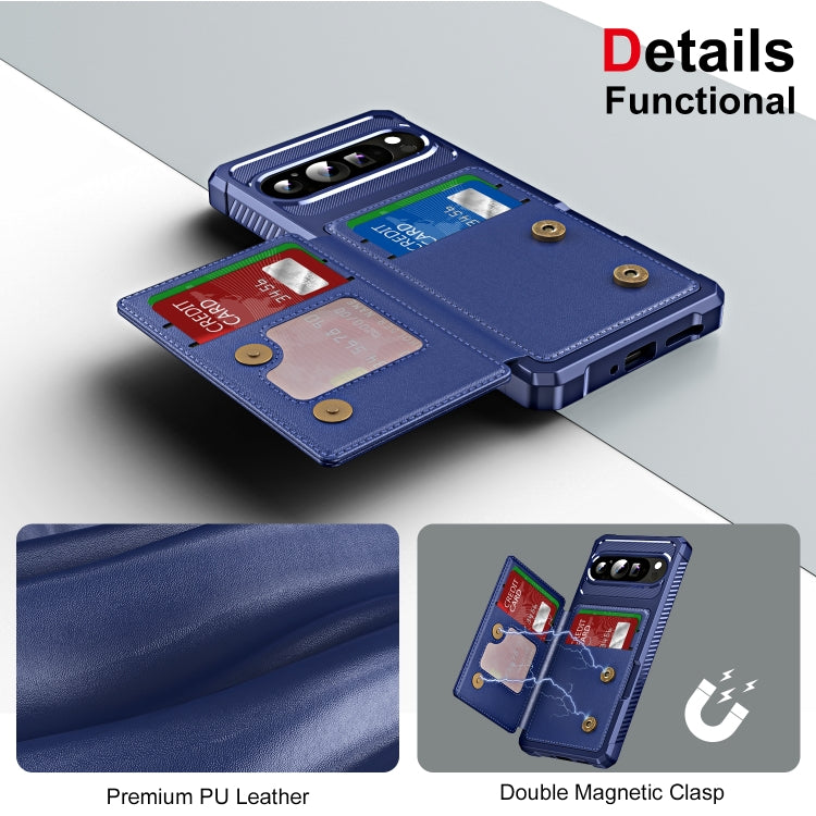 For Google Pixel 9 / 9 Pro ENKAY Hat-Prince Card Slot Wallet TPU Back Leather Phone Case with Lens Film(Cyan)