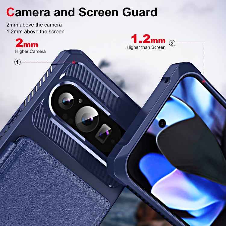For Google Pixel 9 Pro XL ENKAY Hat-Prince Card Slot Wallet TPU Back Leather Phone Case with Lens Film(Dark Blue)