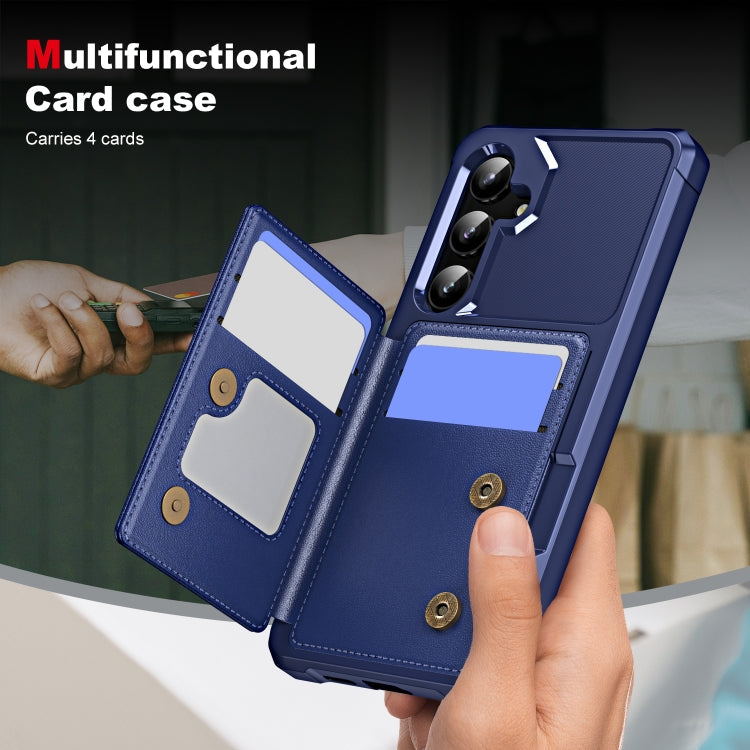 For Samsung Galaxy S24+ 5G ENKAY Hat-Prince Card Slot Wallet TPU Back Leather Phone Case with Lens Film(Dark Blue)