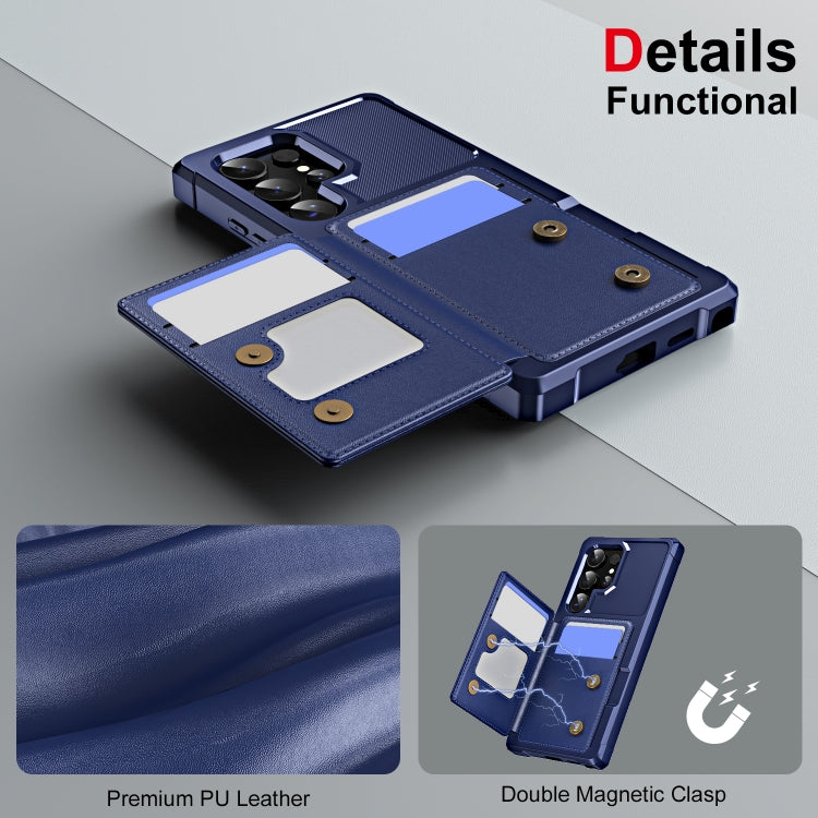 For Samsung Galaxy S24 Ultra 5G ENKAY Hat-Prince Card Slot Wallet TPU Back Leather Phone Case with Lens Film(Dark Blue)