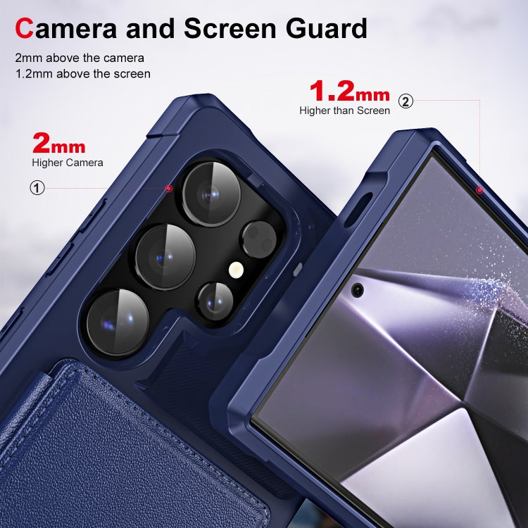 For Samsung Galaxy S24 Ultra 5G ENKAY Hat-Prince Card Slot Wallet TPU Back Leather Phone Case with Lens Film(Cyan)
