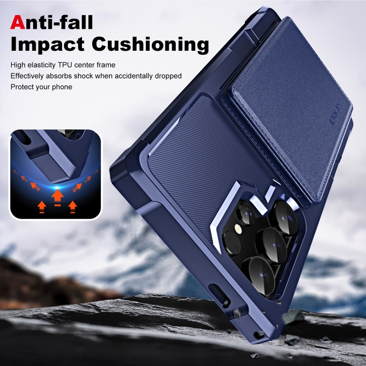 For Samsung Galaxy S24 Ultra 5G ENKAY Hat-Prince Card Slot Wallet TPU Back Leather Phone Case with Lens Film(Cyan)