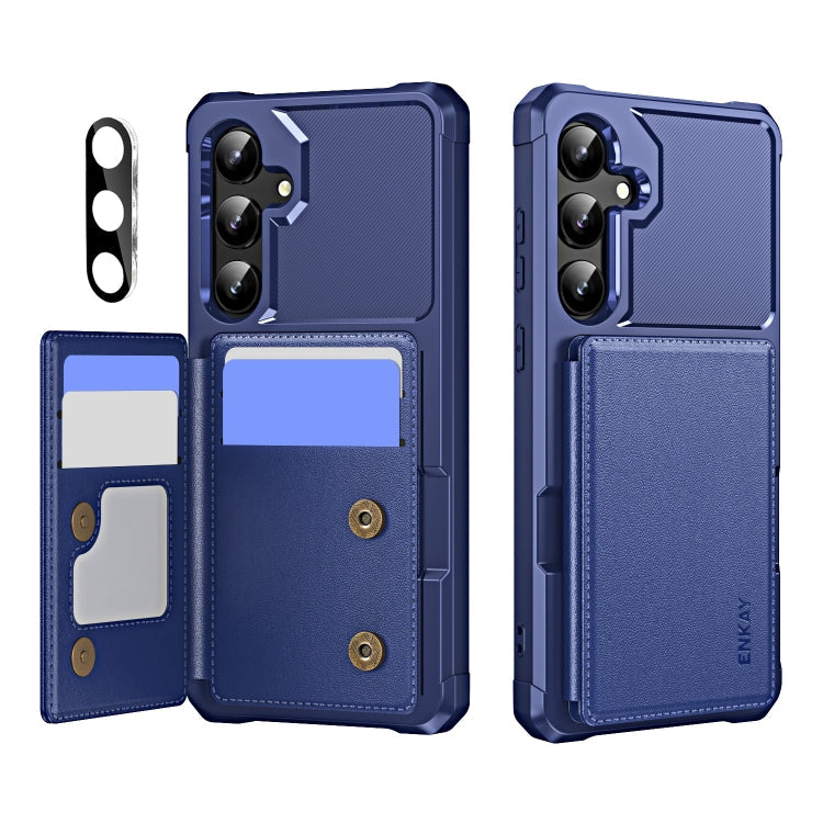 For Samsung Galaxy A35 5G ENKAY Hat-Prince Card Slot Wallet TPU Back Leather Phone Case with Lens Film(Dark Blue)