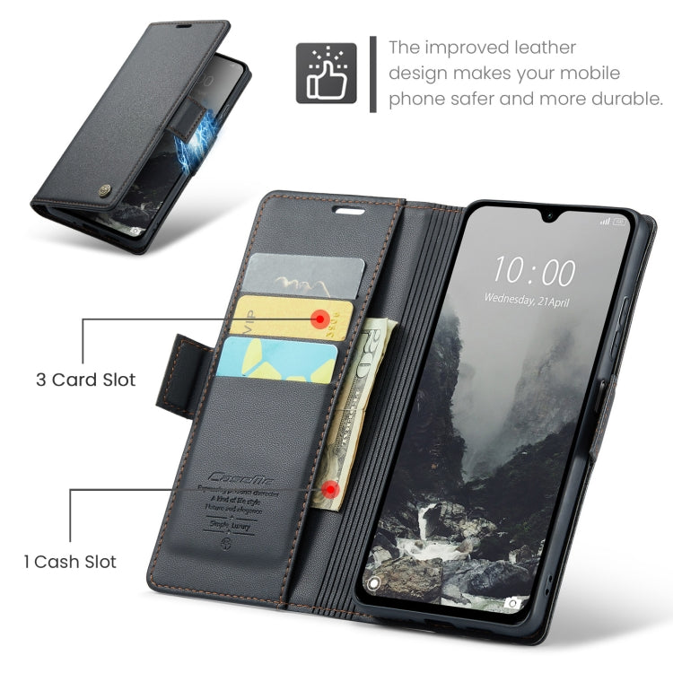 For Redmi 14C CaseMe 023 Butterfly Buckle Litchi Texture RFID Anti-theft Leather Phone Case(Black)