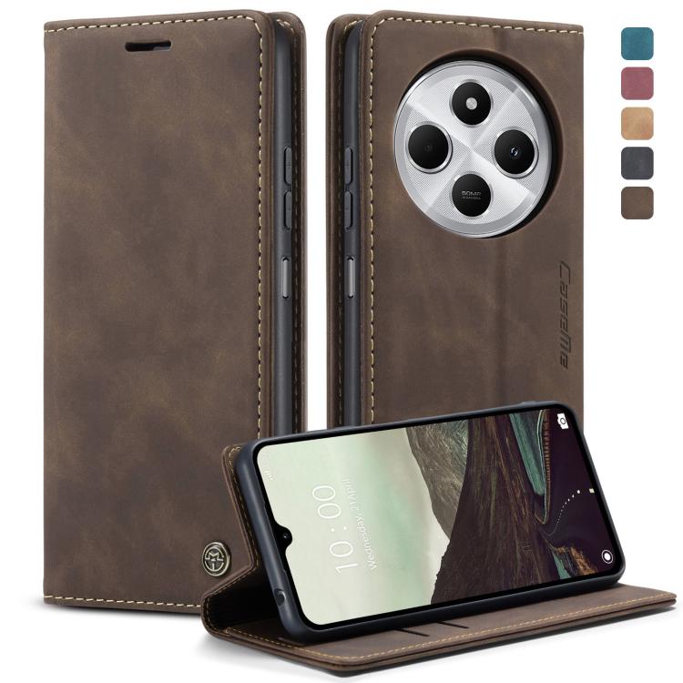 For Redmi 14C CaseMe 013 Multifunctional Horizontal Flip Leather Phone Case(Coffee)