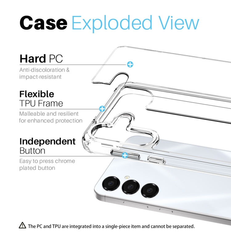 For Samsung Galaxy A16 5G / 4G NORTHJO 3 in 1 Clear Phone Case with Screen Protector Lens Film