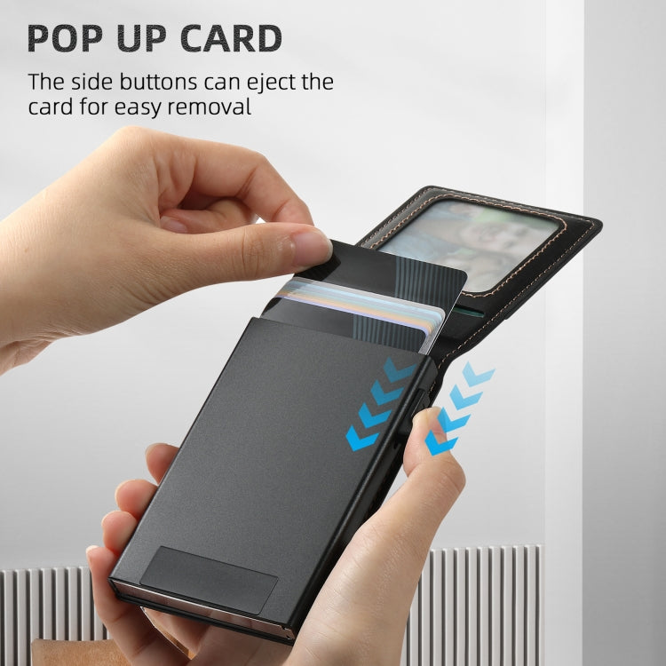 For iPhone 16 Pro Max Suteni H19 Oil Wax 2-in-1 MagSafe Removable Card Box Back Phone Case(Black)