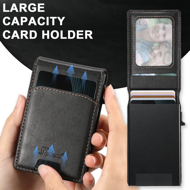 For iPhone 16 Pro Max Suteni H19 Oil Wax 2-in-1 MagSafe Removable Card Box Back Phone Case(Black)