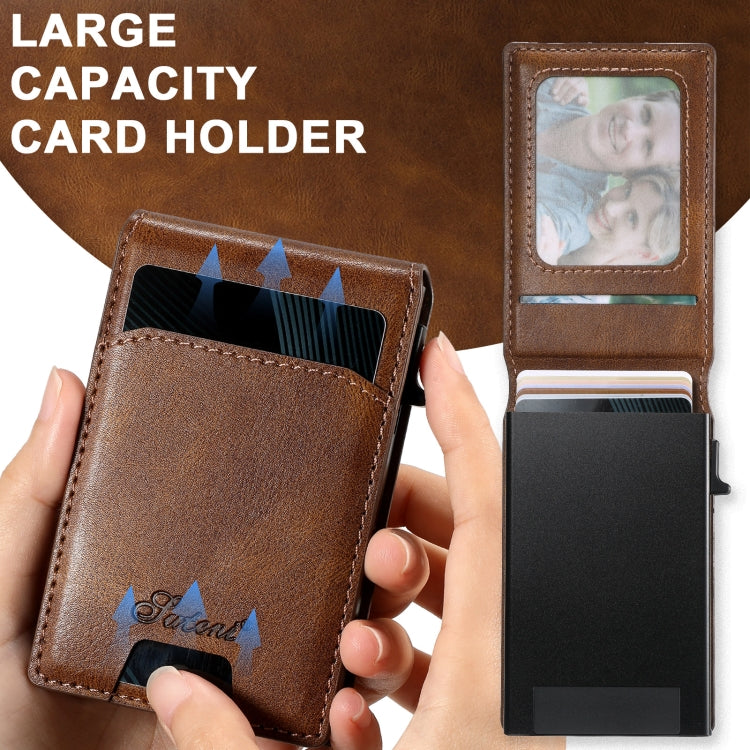 For iPhone 14 Plus Suteni H19 Oil Wax 2-in-1 MagSafe Removable Card Box Back Phone Case(Brown)