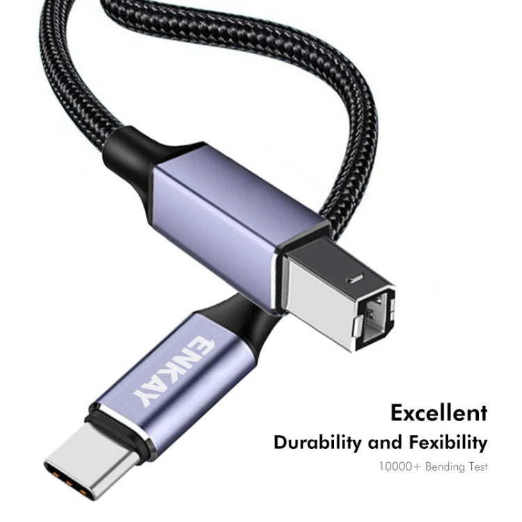 ENKAY ENK-CB170 USB C / Type-C to USB 2.0 B Printer Scanner Nylon Braided Cable, Length:2m