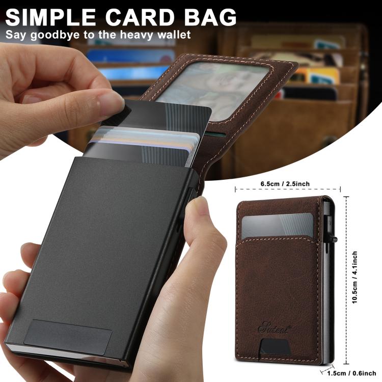 For iPhone 17e / 16e Suteni H19 Litchi Grain 2-in-1 MagSafe Removable Card Box Back Phone Case(Brown)