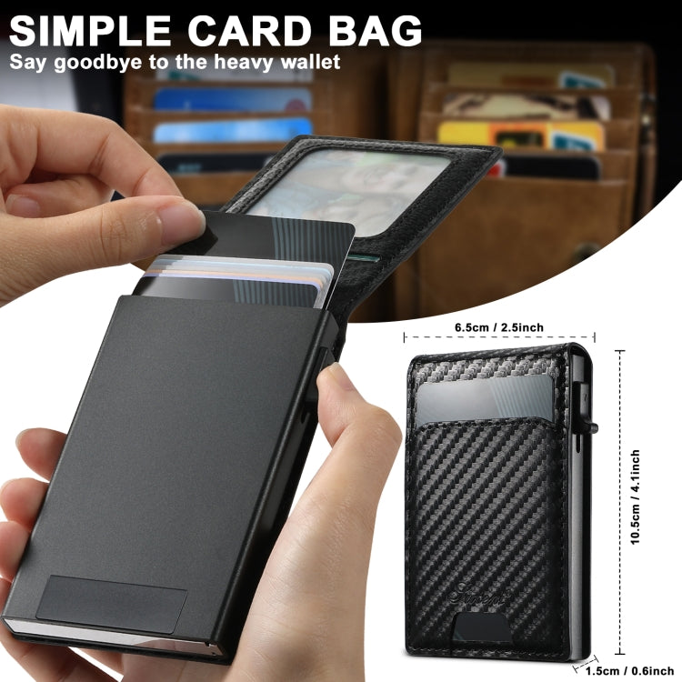 For iPhone 12 Pro Suteni H19 Carbon Fiber Grain 2-in-1 MagSafe Removable Card Box Back Phone Case(Black)