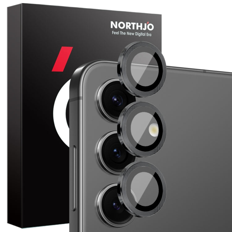For Samsung Galaxy S25 5G NORTHJO Camera Lens Protector CD Metal Ring Tempered Glass Film(Black)