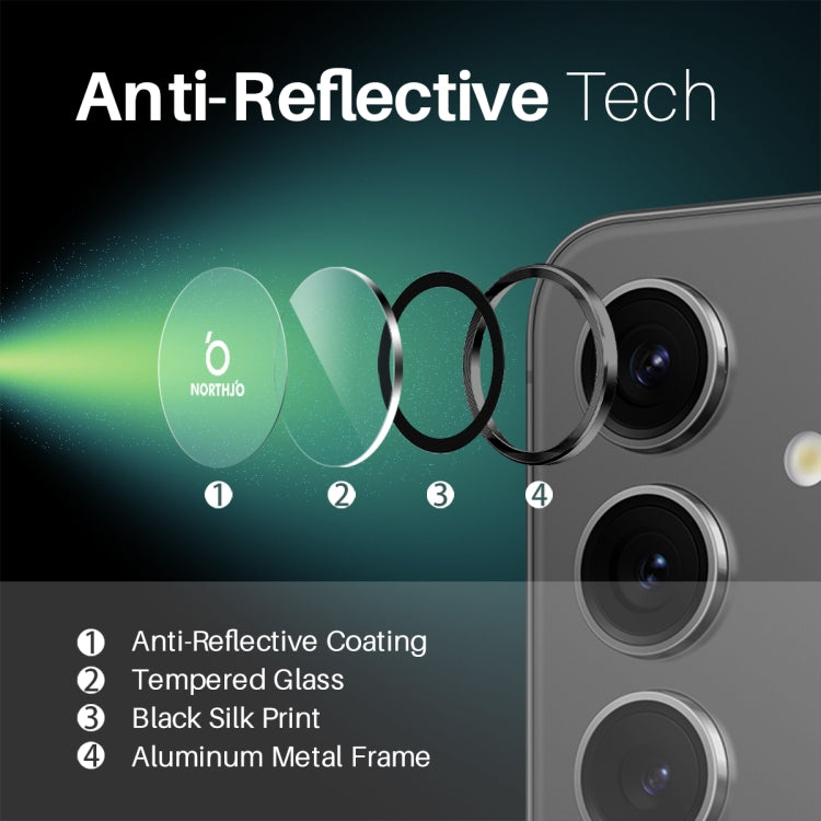 For Samsung Galaxy S25 5G NORTHJO Camera Lens Protector CD Metal Ring Tempered Glass Film(Black)