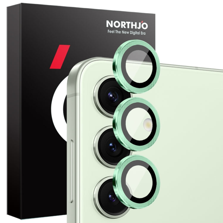 For Samsung Galaxy S25 5G NORTHJO Camera Lens Protector CD Metal Ring Tempered Glass Film(Green)