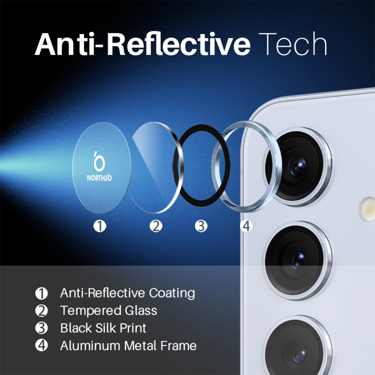 For Samsung Galaxy S25+ 5G NORTHJO Camera Lens Protector CD Metal Ring Tempered Glass Film(Blue)