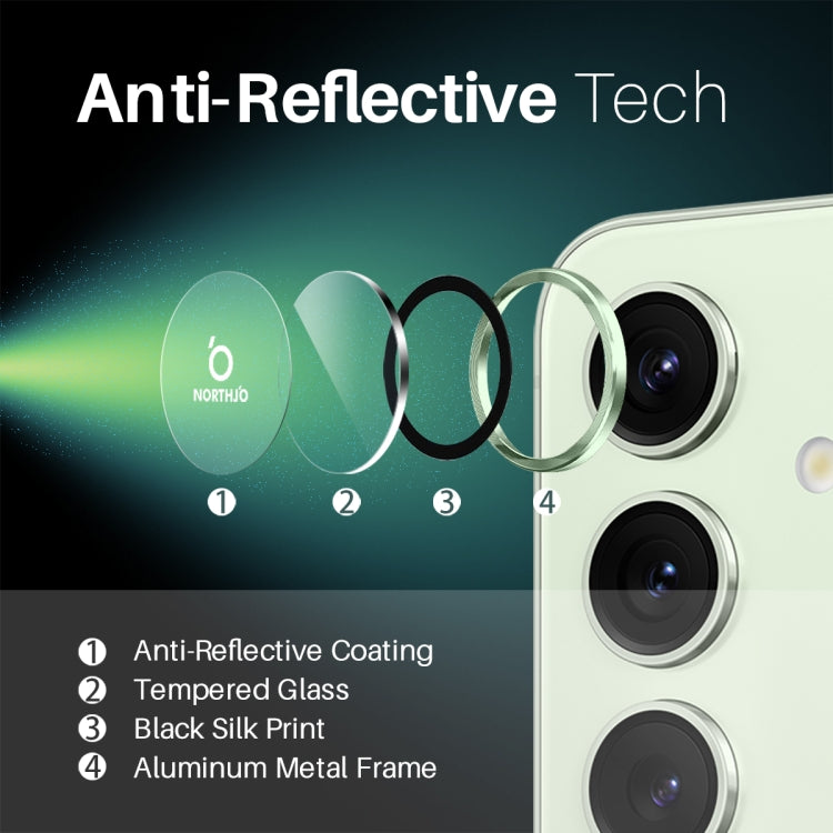 For Samsung Galaxy S25+ 5G NORTHJO Camera Lens Protector CD Metal Ring Tempered Glass Film(Green)