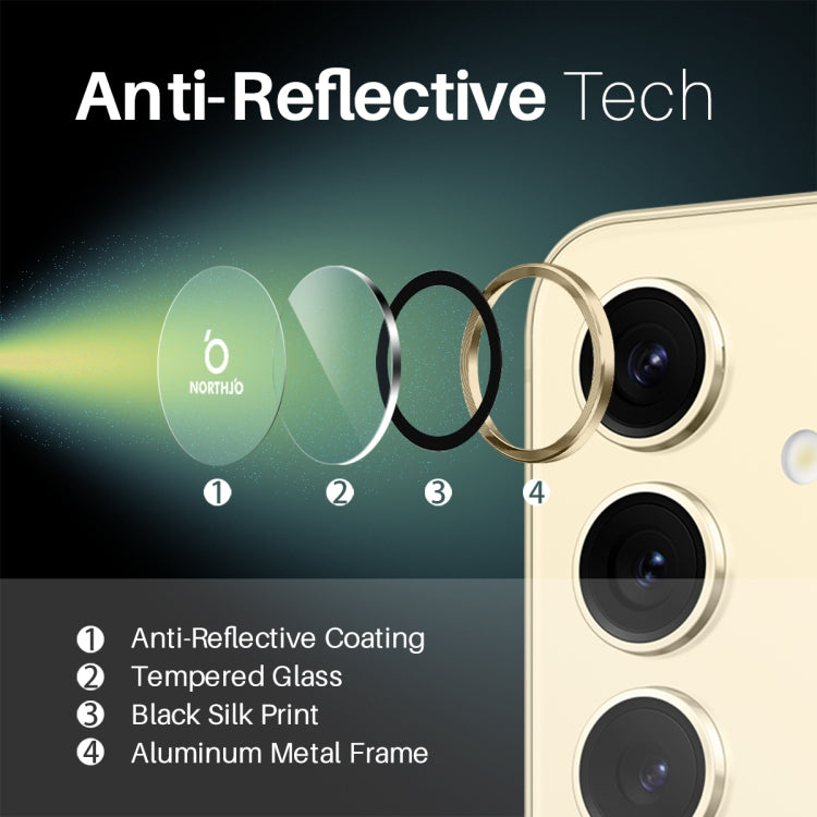 For Samsung Galaxy S25+ 5G NORTHJO Camera Lens Protector CD Metal Ring Tempered Glass Film(Gold)