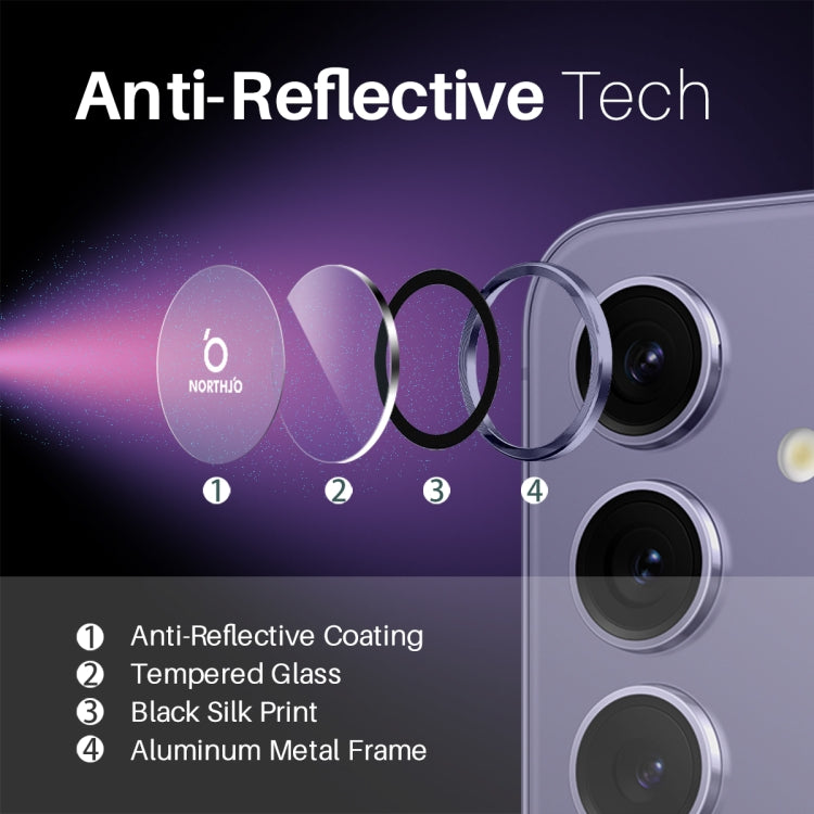 For Samsung Galaxy S25+ 5G NORTHJO Camera Lens Protector CD Metal Ring Tempered Glass Film(Purple)