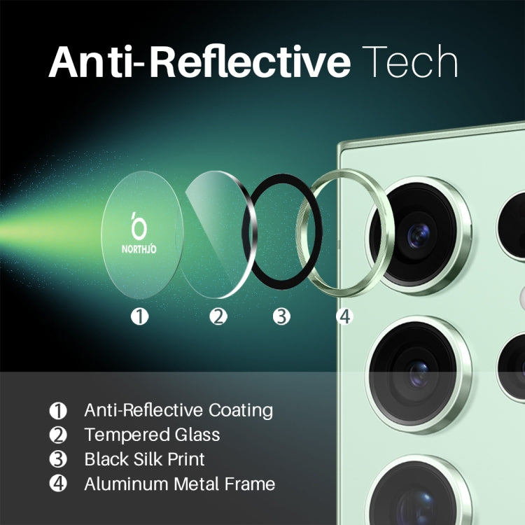 For Samsung Galaxy S25 Ultra 5G NORTHJO Camera Lens Protector CD Metal Ring Tempered Glass Film(Green)